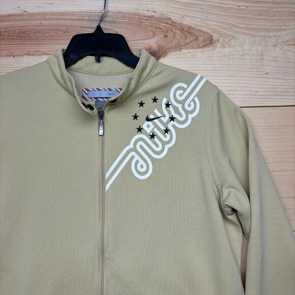 VINTAGE Nike Jacket Womens Yellow Pale Full Zip Track Swoosh Ladies Y2K - Picture 2 of 15